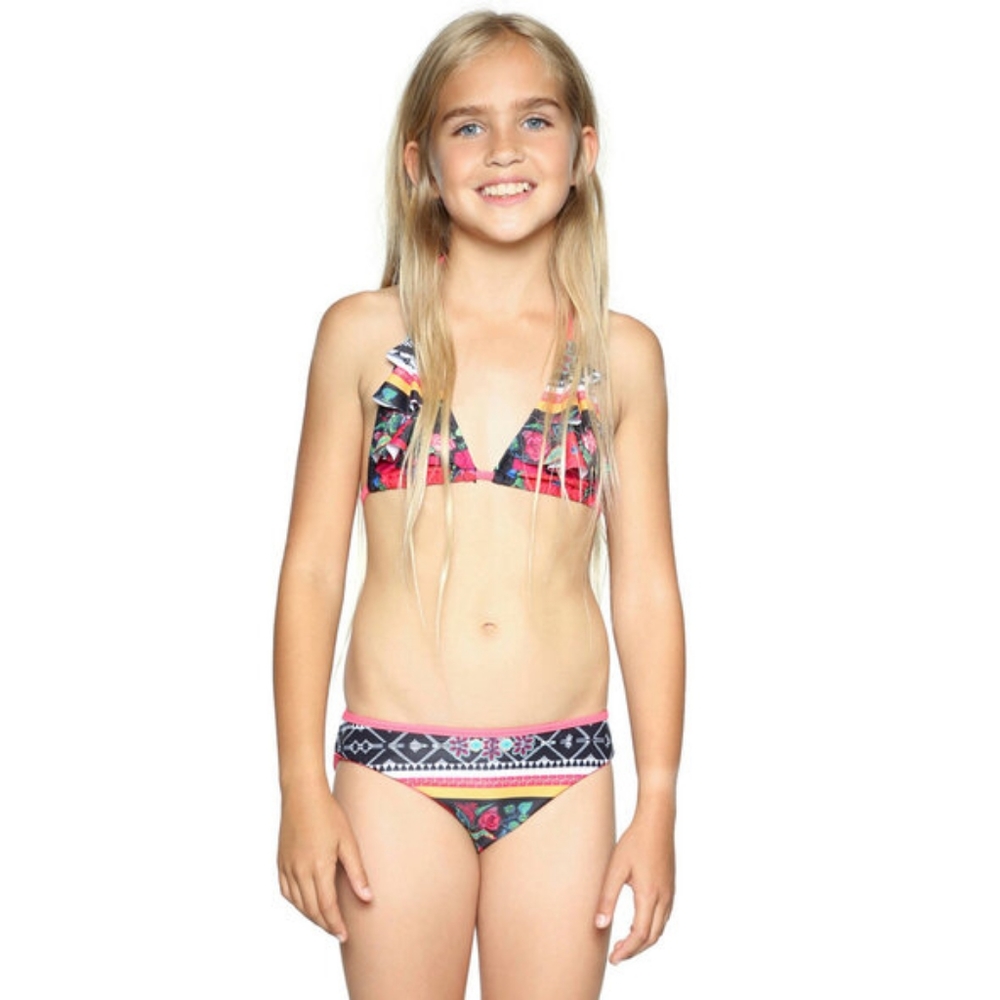 Desigual Junior 18SGMK04 2000 2 Piece Floral Ruffled Top Swimsuit XL